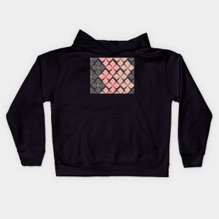 Blush Pink and Steel Grey Floral Zig Zag Kids Hoodie